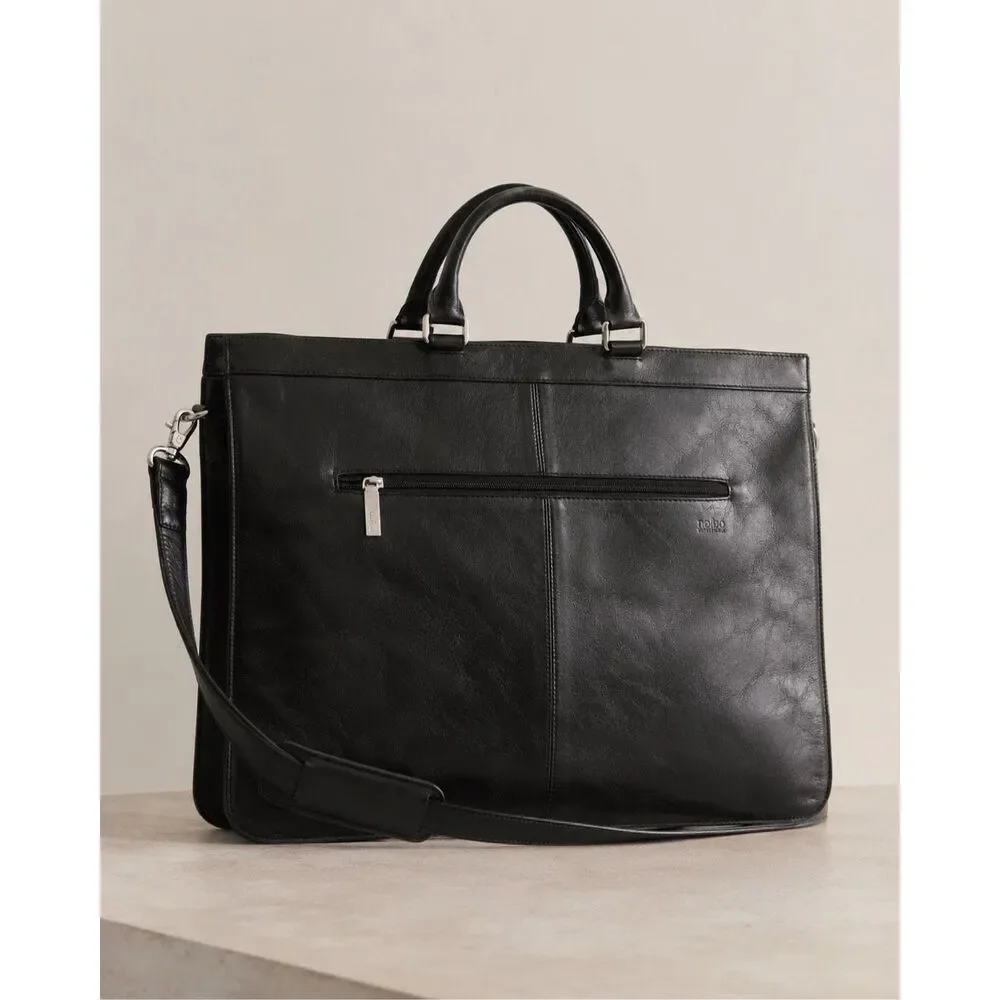 HOBO Black Leather Laptop Tote with Shoulder Strap